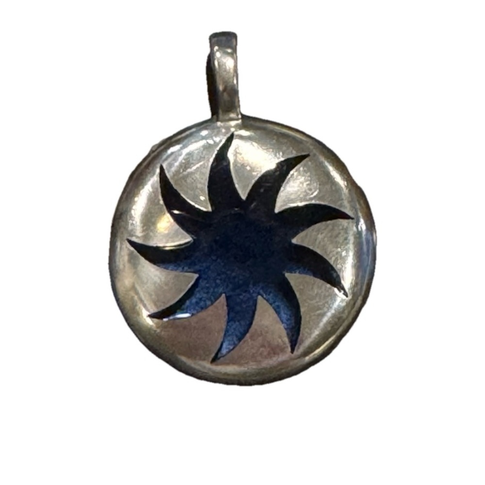 BICO Australia Blue Transparent Resin Fireball Pendant Silver-Plated Pewter